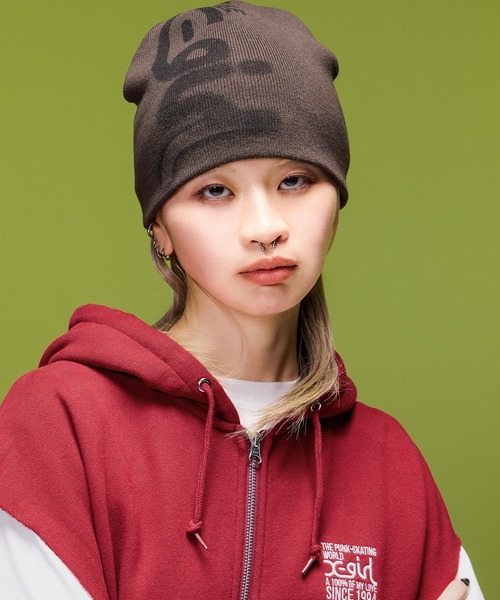X-girl(エックスガール)の「SIGNBOARD LOGO ZIP UP SWEAT VEST(ベスト・レディース・アッシュ/ブラック/バーガンディー・S/M)」の5枚目の写真