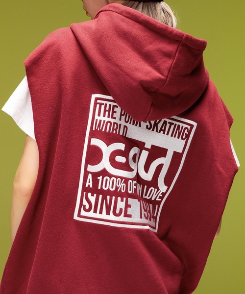 X-girl(エックスガール)の「SIGNBOARD LOGO ZIP UP SWEAT VEST(ベスト・レディース・アッシュ/ブラック/バーガンディー・S/M)」の6枚目の写真