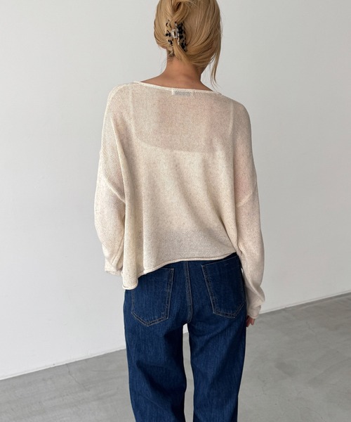 CANAL JEAN（キャナルジーン）の「El mar　リヨセルリネンVネックニット（ニット/セーター・レディース・ベージュ/ブラック/グレー・ONE SIZE）」の8枚目の写真