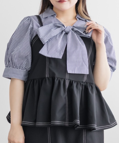 CLETTE（クレット）の「CLETTEオリジナルステッチラインペプラムビスチェ（その他トップス・レディース・ブラック/ライトベージュ/レッド・4L/3L/LL）」の2枚目の写真