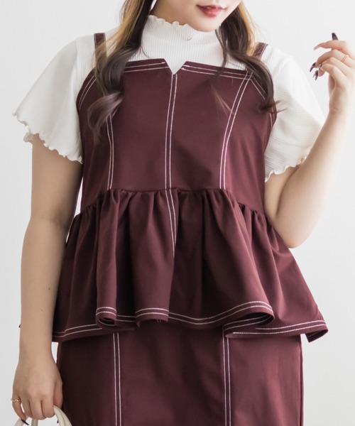 CLETTE（クレット）の「CLETTEオリジナルステッチラインペプラムビスチェ（その他トップス・レディース・ブラック/ライトベージュ/レッド・4L/3L/LL）」の5枚目の写真