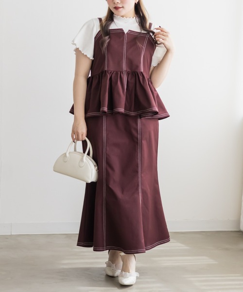 CLETTE（クレット）の「CLETTEオリジナルステッチラインペプラムビスチェ（その他トップス・レディース・ブラック/ライトベージュ/レッド・4L/3L/LL）」の6枚目の写真