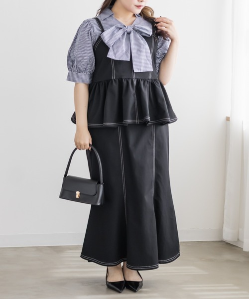 CLETTE（クレット）の「CLETTEオリジナルステッチラインペプラムビスチェ（その他トップス・レディース・ブラック/ライトベージュ/レッド・4L/3L/LL）」の18枚目の写真