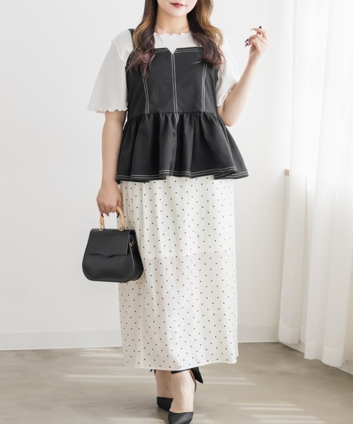 CLETTE（クレット）の「CLETTEオリジナルステッチラインペプラムビスチェ（その他トップス・レディース・ブラック/ライトベージュ/レッド・4L/3L/LL）」の17枚目の写真