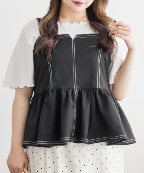 CLETTE（クレット）の「CLETTEオリジナルステッチラインペプラムビスチェ（その他トップス・レディース・ブラック/ライトベージュ/レッド・4L/3L/LL）」の15枚目の写真