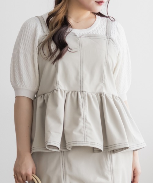 CLETTE（クレット）の「CLETTEオリジナルステッチラインペプラムビスチェ（その他トップス・レディース・ブラック/ライトベージュ/レッド・4L/3L/LL）」の19枚目の写真