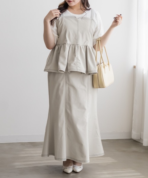 CLETTE（クレット）の「CLETTEオリジナルステッチラインペプラムビスチェ（その他トップス・レディース・ブラック/ライトベージュ/レッド・4L/3L/LL）」の14枚目の写真