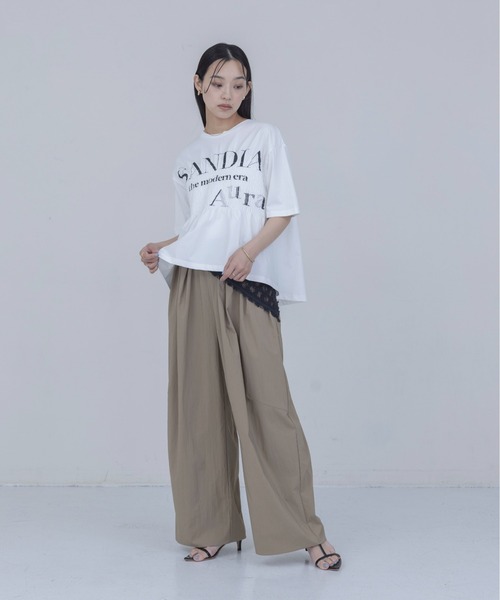 Eimee Law（エイミーロウ）の「ロゴプリント シャーリングTシャツ（Tシャツ/カットソー・レディース・ブラウン/ブラック/オフホワイト・FREE）」の5枚目の写真