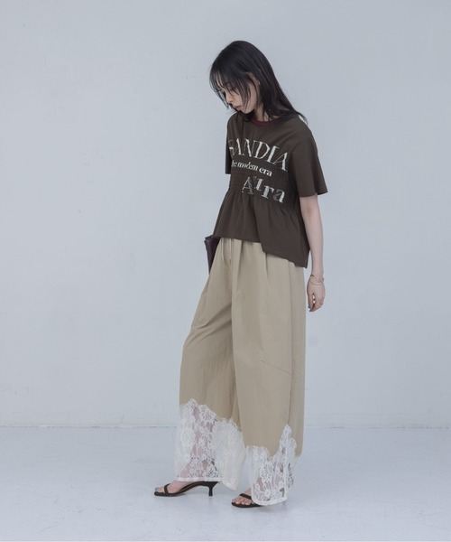 Eimee Law（エイミーロウ）の「ロゴプリント シャーリングTシャツ（Tシャツ/カットソー・レディース・ブラウン/ブラック/オフホワイト・FREE）」の13枚目の写真