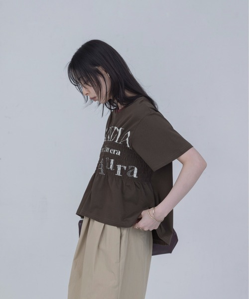 Eimee Law（エイミーロウ）の「ロゴプリント シャーリングTシャツ（Tシャツ/カットソー・レディース・ブラウン/ブラック/オフホワイト・FREE）」の15枚目の写真