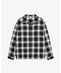 FRONT 11201（フロントワンワントゥーオーワン）の「Open Collar Shirt/ Ombre Check Rayon Gabardine（シャツ/ブラウス）」
