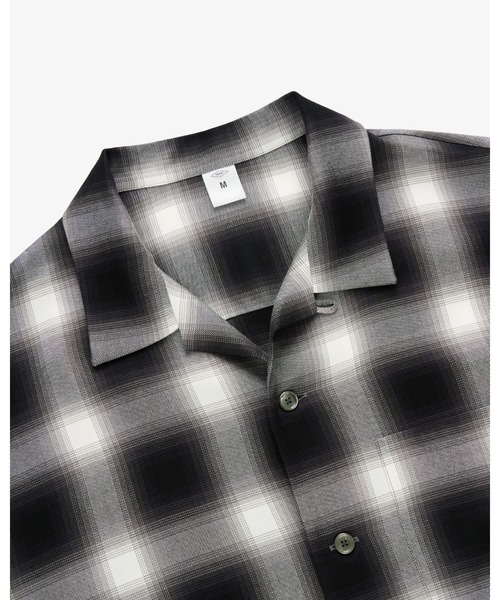 FRONT 11201(フロントワンワントゥーオーワン)の「Open Collar Shirt/ Ombre Check Rayon Gabardine(シャツ/ブラウス・メンズ・ブラック・L/M/XL/S)」の3枚目の写真