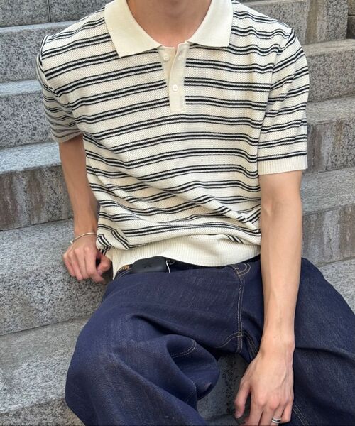 CHAMBROS（チャンブロス）の「オーバーサイズカラー半袖ニット[クリーム]（Tシャツ/カットソー・レディース・その他・MEDIUM/LARGE/X-LARGE）」の8枚目の写真