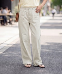 風合い加工ストレートコットンワイドパンツ