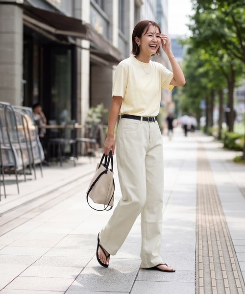 STYLE DELI（スタイルデリ）の「風合い加工ストレートコットンワイドパンツ（その他パンツ・レディース・ライトベージュ・L/M/S）」の2枚目の写真