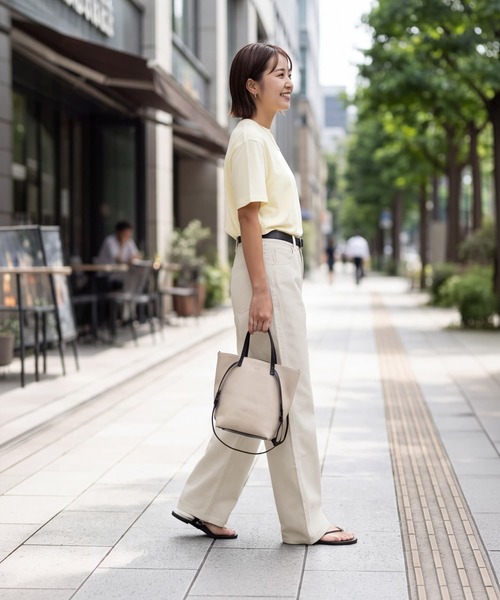 STYLE DELI（スタイルデリ）の「風合い加工ストレートコットンワイドパンツ（その他パンツ・レディース・ライトベージュ・L/M/S）」の3枚目の写真