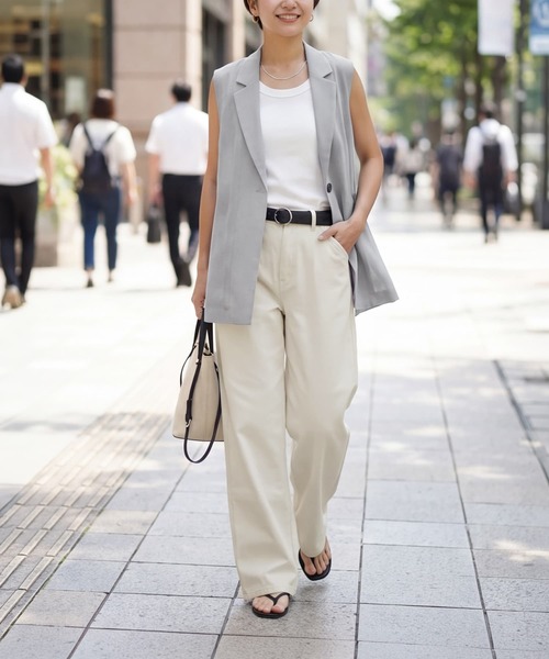 STYLE DELI（スタイルデリ）の「風合い加工ストレートコットンワイドパンツ（その他パンツ・レディース・ライトベージュ・L/M/S）」の8枚目の写真