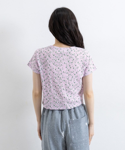 RAGEBLUE(レイジブルー)の「花柄コンパクトヘンリーネックTシャツ(Tシャツ/カットソー・レディース・ホワイト/パープル・FREE)」の12枚目の写真
