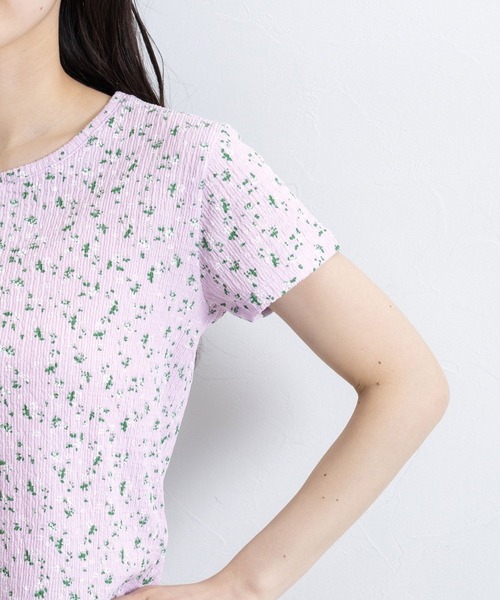 RAGEBLUE(レイジブルー)の「花柄コンパクトヘンリーネックTシャツ(Tシャツ/カットソー・レディース・ホワイト/パープル・FREE)」の14枚目の写真