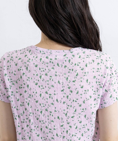 RAGEBLUE(レイジブルー)の「花柄コンパクトヘンリーネックTシャツ(Tシャツ/カットソー・レディース・ホワイト/パープル・FREE)」の16枚目の写真