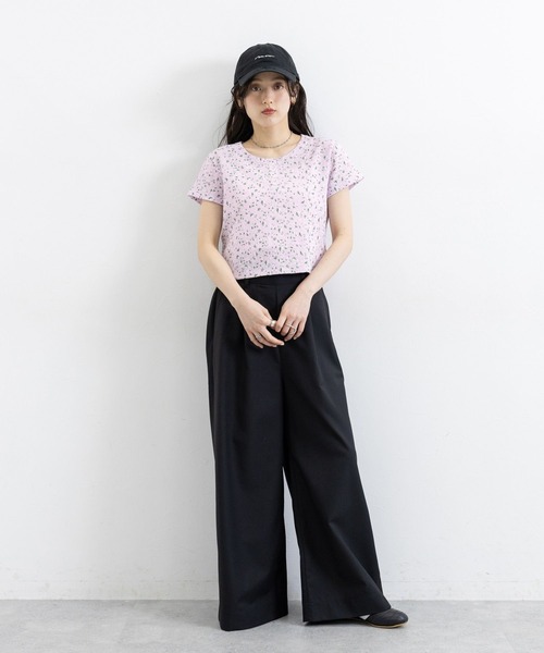 RAGEBLUE(レイジブルー)の「花柄コンパクトヘンリーネックTシャツ(Tシャツ/カットソー・レディース・ホワイト/パープル・FREE)」の21枚目の写真