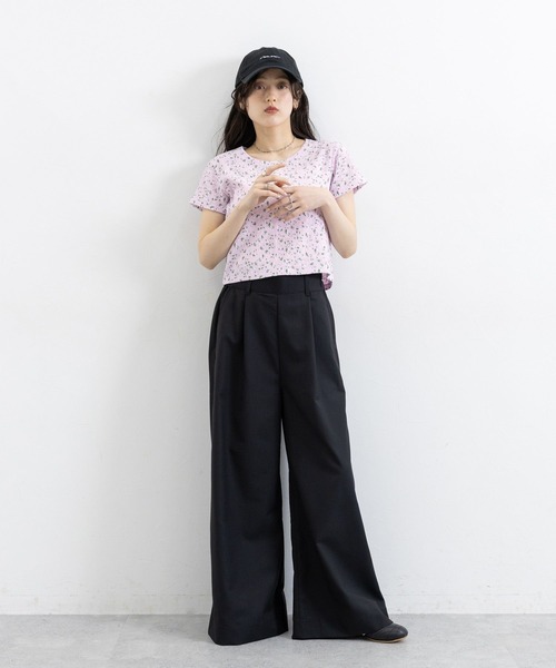 RAGEBLUE(レイジブルー)の「花柄コンパクトヘンリーネックTシャツ(Tシャツ/カットソー・レディース・ホワイト/パープル・FREE)」の22枚目の写真