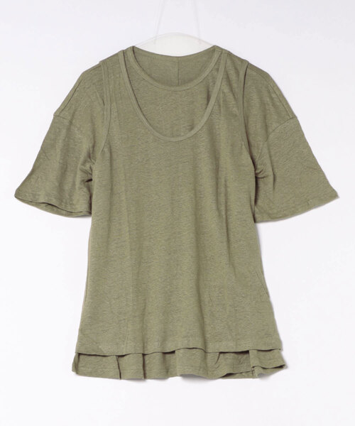 LAULEN(ローレン)の「2set layered tops /2SETレイヤードトップス(Tシャツ/カットソー・レディース・ホワイト/カーキ/ブラック・FREE)」の22枚目の写真