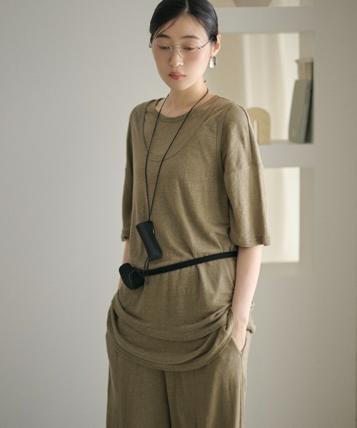 LAULEN(ローレン)の「2set layered tops /2SETレイヤードトップス(Tシャツ/カットソー・レディース・ホワイト/カーキ/ブラック・FREE)」の6枚目の写真