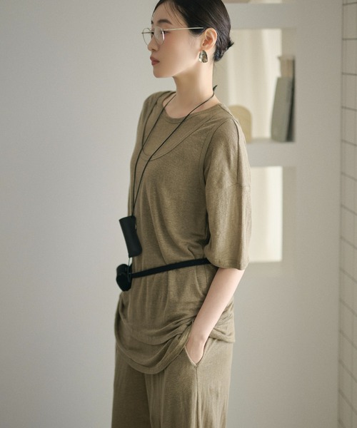 LAULEN(ローレン)の「2set layered tops /2SETレイヤードトップス(Tシャツ/カットソー・レディース・ホワイト/カーキ/ブラック・FREE)」の7枚目の写真