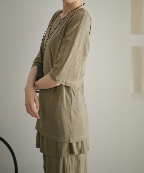 LAULEN(ローレン)の「2set layered tops /2SETレイヤードトップス(Tシャツ/カットソー・レディース・ホワイト/カーキ/ブラック・FREE)」の12枚目の写真