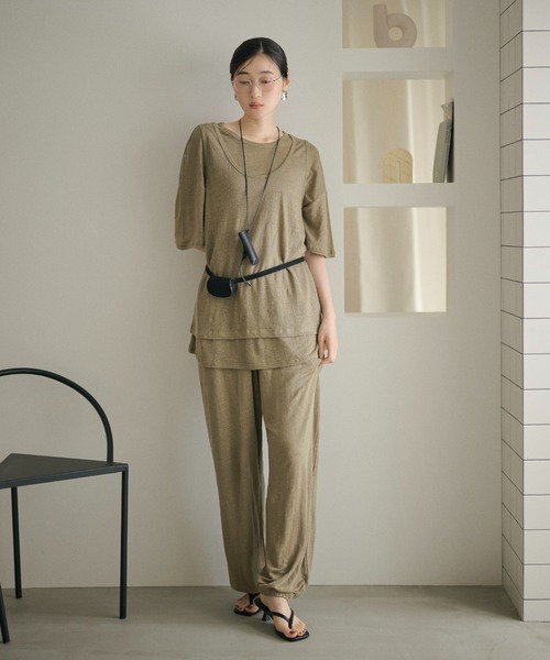 LAULEN(ローレン)の「2set layered tops /2SETレイヤードトップス(Tシャツ/カットソー・レディース・ホワイト/カーキ/ブラック・FREE)」の13枚目の写真