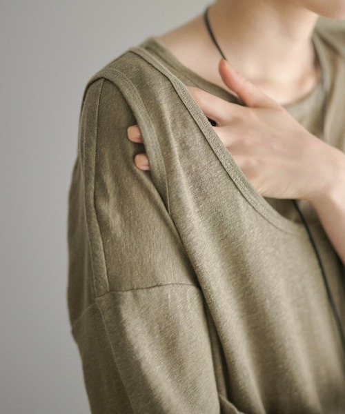 LAULEN(ローレン)の「2set layered tops /2SETレイヤードトップス(Tシャツ/カットソー・レディース・ホワイト/カーキ/ブラック・FREE)」の19枚目の写真