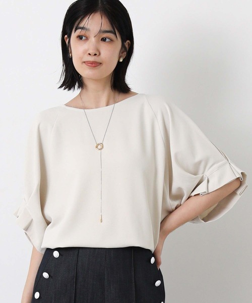 Gready Brilliant（グレディブリリアン）の「カルゼワッシャー袖タックブラウス（シャツ/ブラウス・レディース・アイボリー/ブラック・FREE）」の7枚目の写真