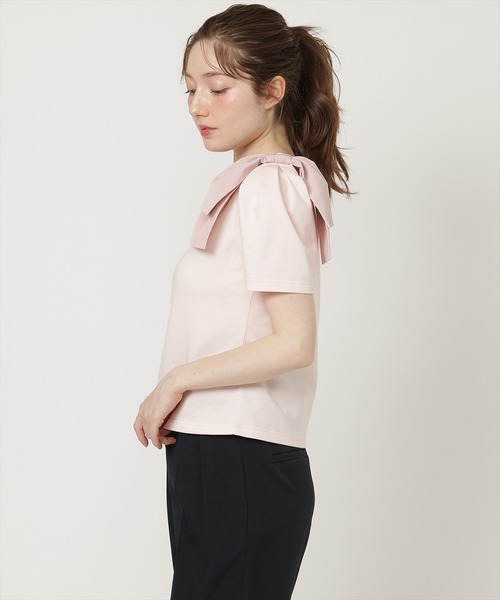 SWINGLE（スウィングル）の「【5/8(Fri)発売】ショルダーリボンカットソー（Tシャツ/カットソー・レディース・ピンク/オフホワイト/ブラック/ネイビー・FREE）」の12枚目の写真