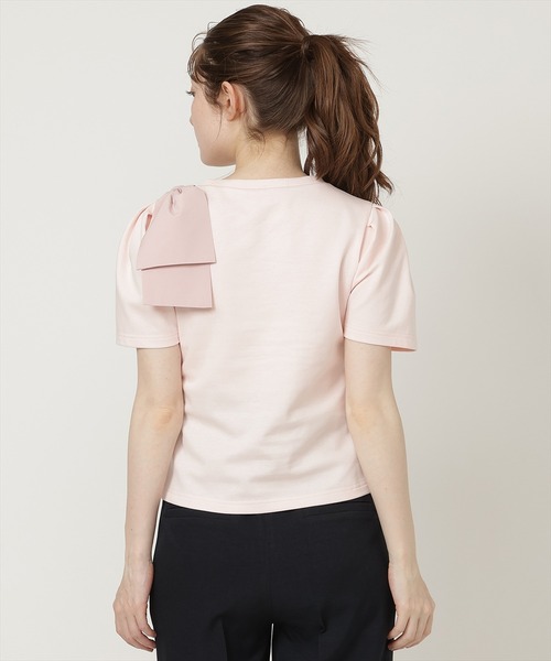 SWINGLE（スウィングル）の「【5/8(Fri)発売】ショルダーリボンカットソー（Tシャツ/カットソー・レディース・ピンク/オフホワイト/ブラック/ネイビー・FREE）」の13枚目の写真