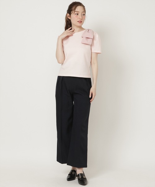SWINGLE（スウィングル）の「【5/8(Fri)発売】ショルダーリボンカットソー（Tシャツ/カットソー・レディース・ピンク/オフホワイト/ブラック/ネイビー・FREE）」の14枚目の写真