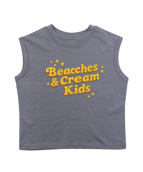 BEACHESAND CREAM KIDS(ビーチスアンドクリームキッズ)の「レタリング袖なしTシャツ-グレイッシュブルー(Tシャツ/カットソー・レディース・グレイッシュブルー・SMALL/MEDIUM/LARGE)」の1枚目の写真
