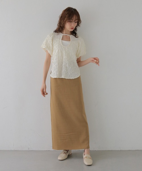 CLEIO（クレイオ）の「【CLEIO】ふくれジャガード２WAYパフスリーブプルオーバー BUBBLE JACQUARD 2WAY PUFF SLEEVE PULLOVER（Tシャツ/カットソー・レディース・アイボリー/チャコールグレー/ブラウン・FREE）」の12枚目の写真