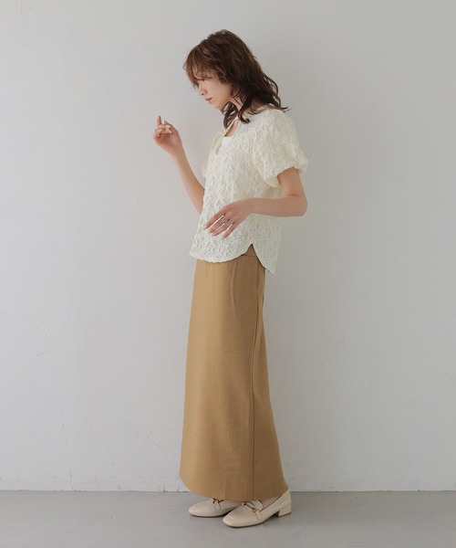 CLEIO（クレイオ）の「【CLEIO】ふくれジャガード２WAYパフスリーブプルオーバー BUBBLE JACQUARD 2WAY PUFF SLEEVE PULLOVER（Tシャツ/カットソー・レディース・アイボリー/チャコールグレー/ブラウン・FREE）」の15枚目の写真