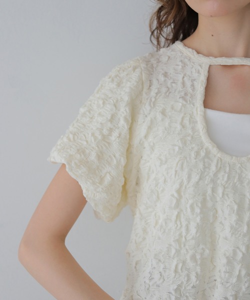 CLEIO（クレイオ）の「【CLEIO】ふくれジャガード２WAYパフスリーブプルオーバー BUBBLE JACQUARD 2WAY PUFF SLEEVE PULLOVER（Tシャツ/カットソー・レディース・アイボリー/チャコールグレー/ブラウン・FREE）」の9枚目の写真
