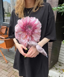 Flower print big T-shirt