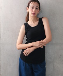 レディース コットンタンクトップ フレアヘム 綿100% 無地 夏服