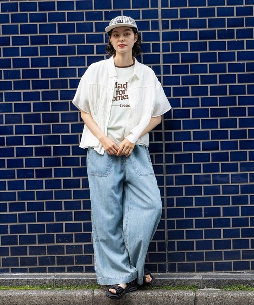 niko and...(ニコアンド)の「フロントシャーリングシャツ(シャツ/ブラウス・レディース・セージグリーン/オフホワイト/ダークブラウン/オレンジ・MEDIUM/LARGE)」の5枚目の写真