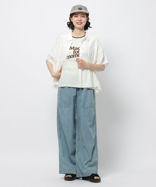 niko and...(ニコアンド)の「フロントシャーリングシャツ(シャツ/ブラウス・レディース・セージグリーン/オフホワイト/ダークブラウン/オレンジ・MEDIUM/LARGE)」の8枚目の写真