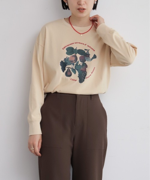NOMBRE IMPAIR（ノンブルアンペール）の「フルーツフロッキープリント　長袖TEE（Tシャツ/カットソー・レディース・ホワイト/ベージュ・FREE）」の2枚目の写真