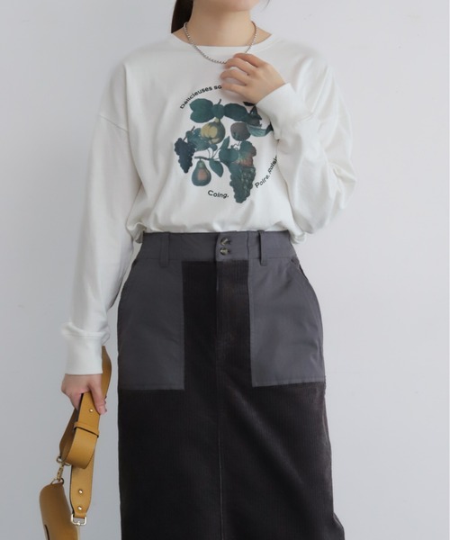 NOMBRE IMPAIR（ノンブルアンペール）の「フルーツフロッキープリント　長袖TEE（Tシャツ/カットソー・レディース・ホワイト/ベージュ・FREE）」の8枚目の写真