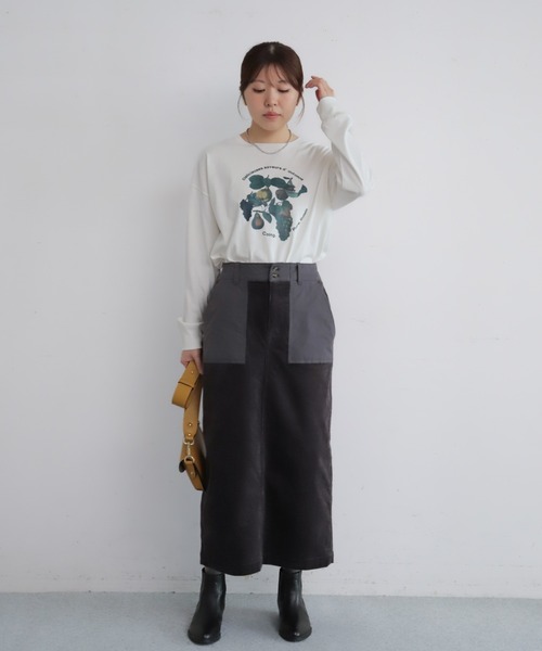 NOMBRE IMPAIR（ノンブルアンペール）の「フルーツフロッキープリント　長袖TEE（Tシャツ/カットソー・レディース・ホワイト/ベージュ・FREE）」の4枚目の写真