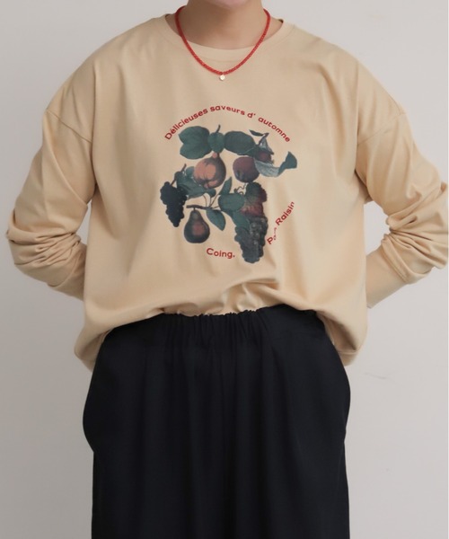 NOMBRE IMPAIR（ノンブルアンペール）の「フルーツフロッキープリント　長袖TEE（Tシャツ/カットソー・レディース・ホワイト/ベージュ・FREE）」の13枚目の写真