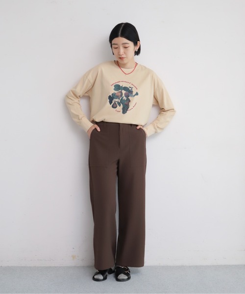 NOMBRE IMPAIR（ノンブルアンペール）の「フルーツフロッキープリント　長袖TEE（Tシャツ/カットソー・レディース・ホワイト/ベージュ・FREE）」の9枚目の写真