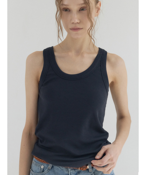 Sorry,Too Much Love(ソーリートゥーマッチラブ)の「Ribbon Ribbed U-Neck Tank Top_Navy(Tシャツ/カットソー・レディース・その他・FREE)」の5枚目の写真